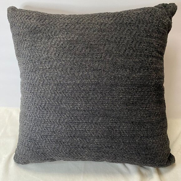 Dark Gray Textured Chenille Square Accent Throw Pillow 18" x 18" NWOT - Picture 3 of 4